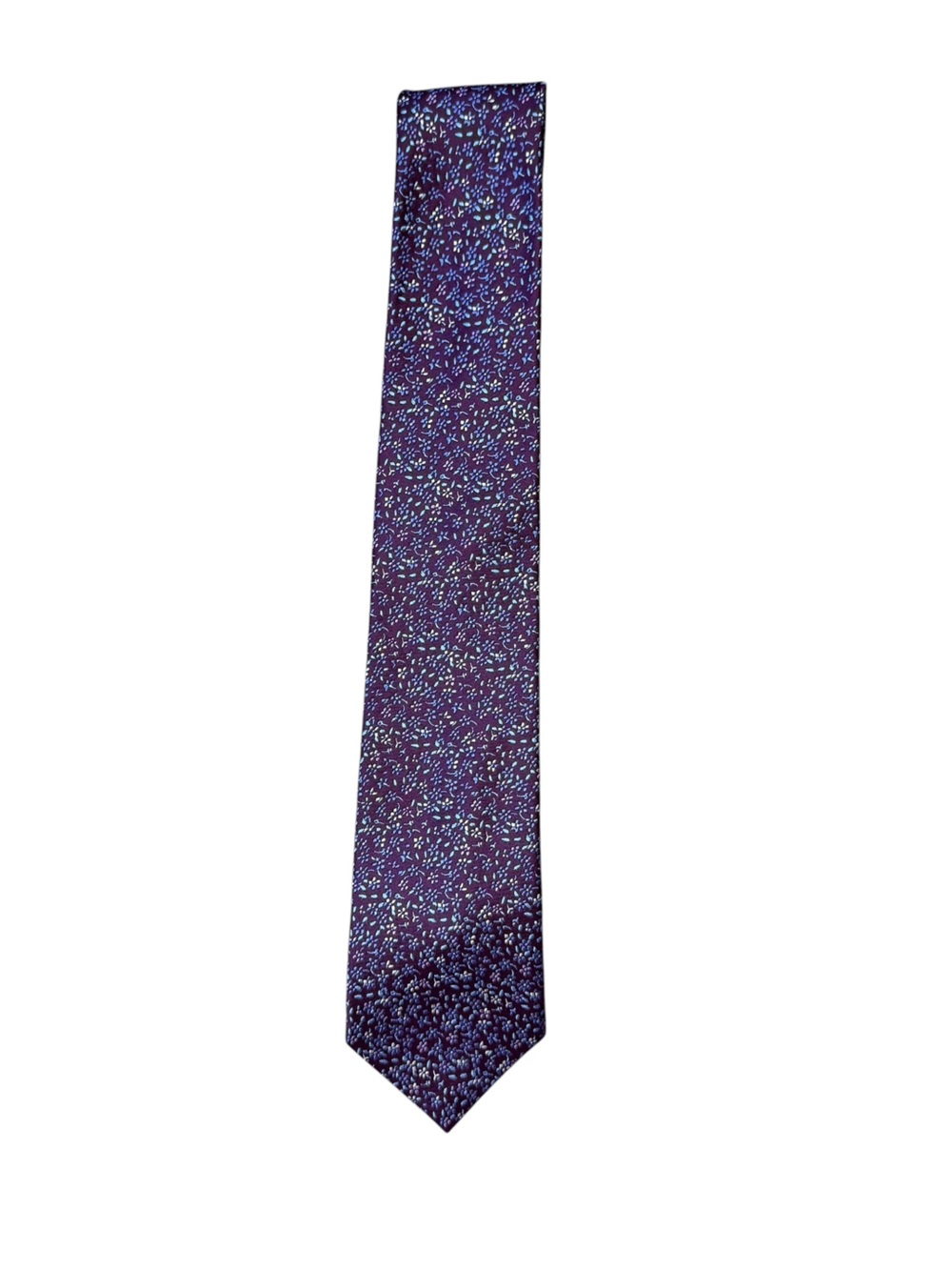 Murano 100% Silk Men’s Tie Purple Blue Micro Floral Print Necktie